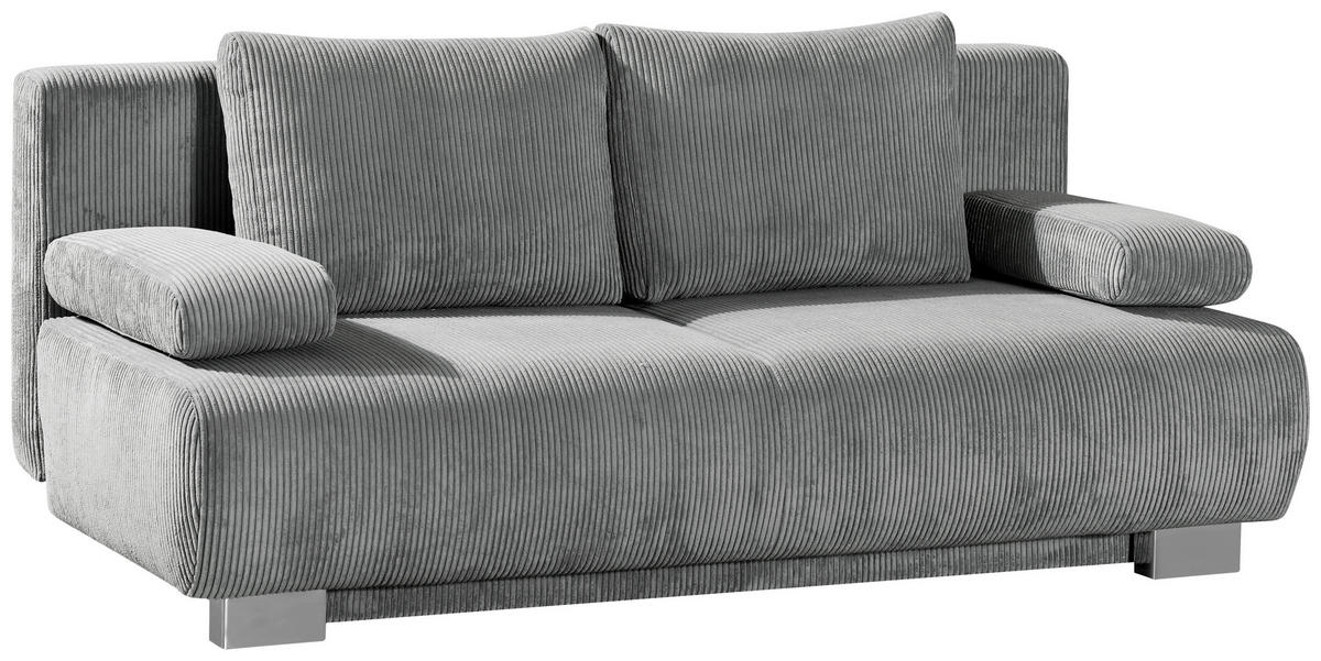 SCHLAFSOFA in Cord Hellgrau  - Hellgrau, Konventionell, Textil/Metall (196/89/94cm) - Novel