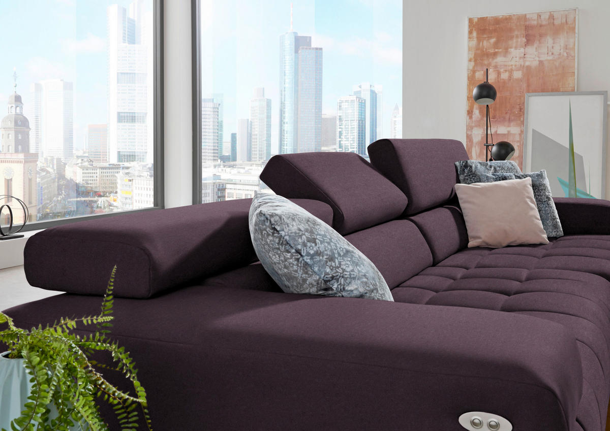 ECKSOFA  in Mikrofaser Lila, Flieder  335/190 cm  - Silberfarben/Lila, Design, Textil/Metall (335/190cm) - Beldomo Speed