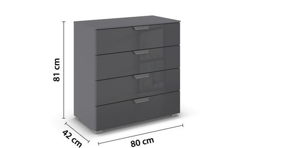 KOMMODE  in 80/81/42 cm  - Chromfarben/Dunkelgrau, Design, Glas/Holzwerkstoff (80/81/42cm) - Carryhome