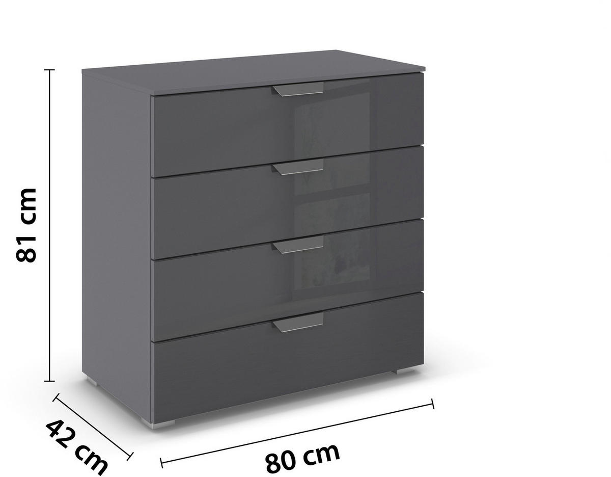 KOMMODE  in 80/81/42 cm  - Chromfarben/Dunkelgrau, Design, Glas/Holzwerkstoff (80/81/42cm) - Carryhome
