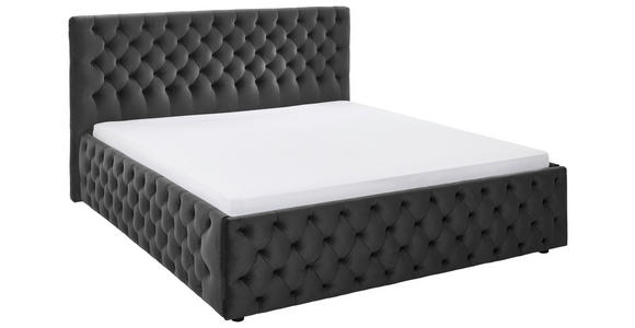 POLSTERBETT gepolstertes Kopfteil Grau 140/200 cm  - Schwarz/Grau, KONVENTIONELL, Kunststoff/Textil (140/200cm) - Carryhome