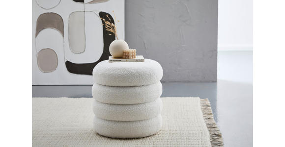 HOCKER in Textil Weiß  - Hellgrau/Weiß, Trend, Textil (41/42/41cm) - Xora