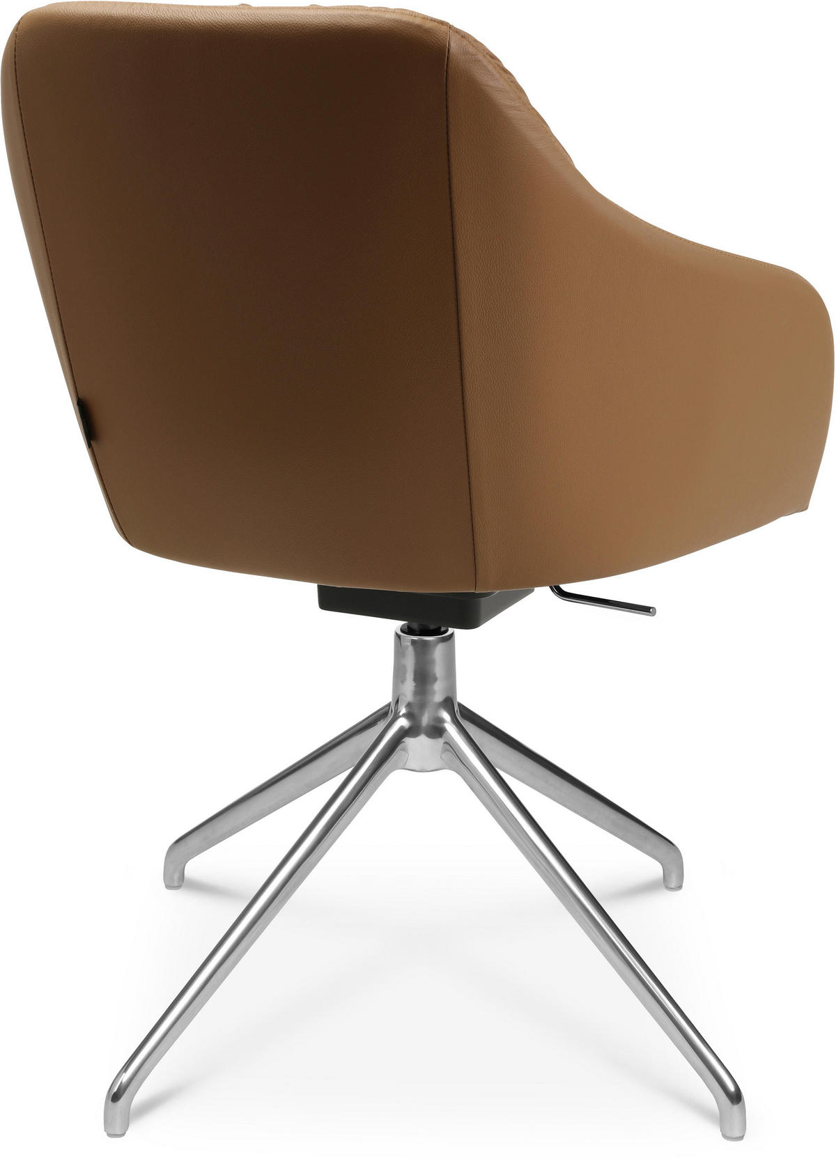 ARMLEHNSTUHL  in Aluminium Echtleder pigmentiert  - Cognac/Alufarben, Design, Leder/Metall (58/81,5-84,5/60cm) - Johann Jakob