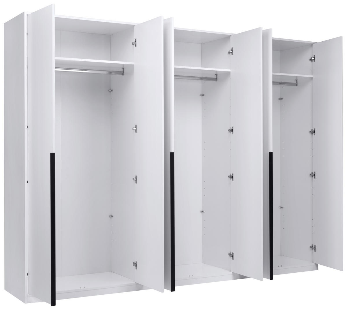 DREHTÜRENSCHRANK 276/211/53 cm,  in Weiß, 6-türig  - Schwarz/Weiß, MODERN, Holzwerkstoff/Metall (276/211/53cm) - MID.YOU