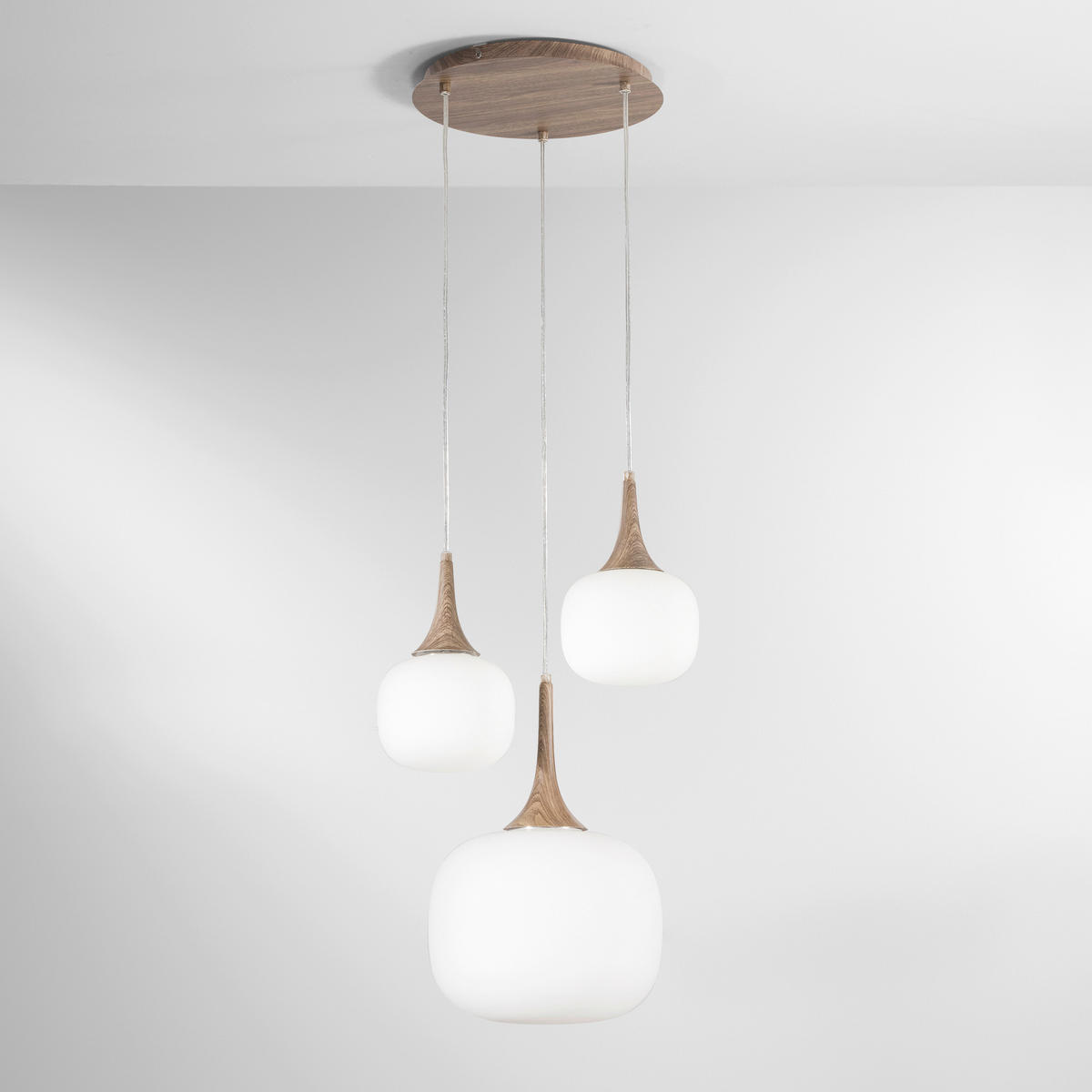 HÄNGELEUCHTE Luce Ambiente e Design 39/150 cm   - Beigebraun/Weiß, KONVENTIONELL, Glas/Metall (39/150cm)