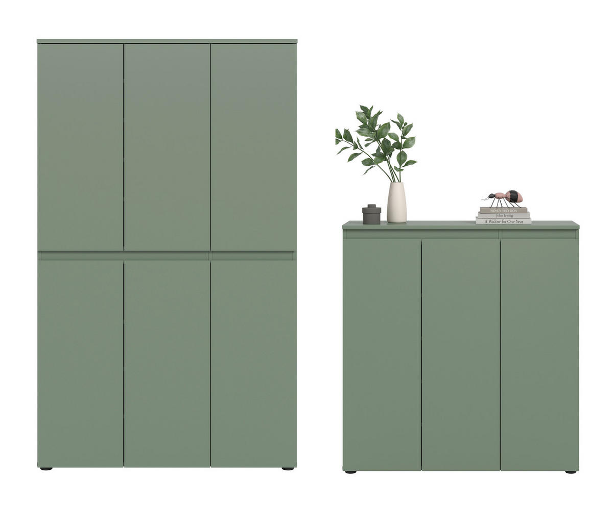 GARDEROBENSCHRANK  in 235/175/37 cm  - Schwarz/Graugrün, Design, Holzwerkstoff/Kunststoff (235/175/37cm) - Livetastic