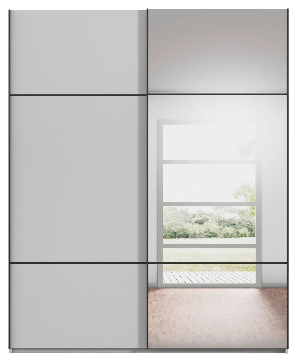 SCHWEBETÜRENSCHRANK in Grau  - Schwarz/Grau, Konventionell, Glas/Holzwerkstoff (181/223/68cm) - Novel