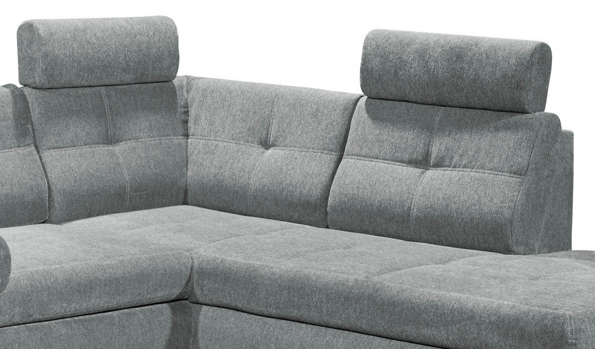 WOHNLANDSCHAFT Hellgrau Webstoff  - Hellgrau, MODERN, Kunststoff/Textil (177/349/233cm) - MID.YOU