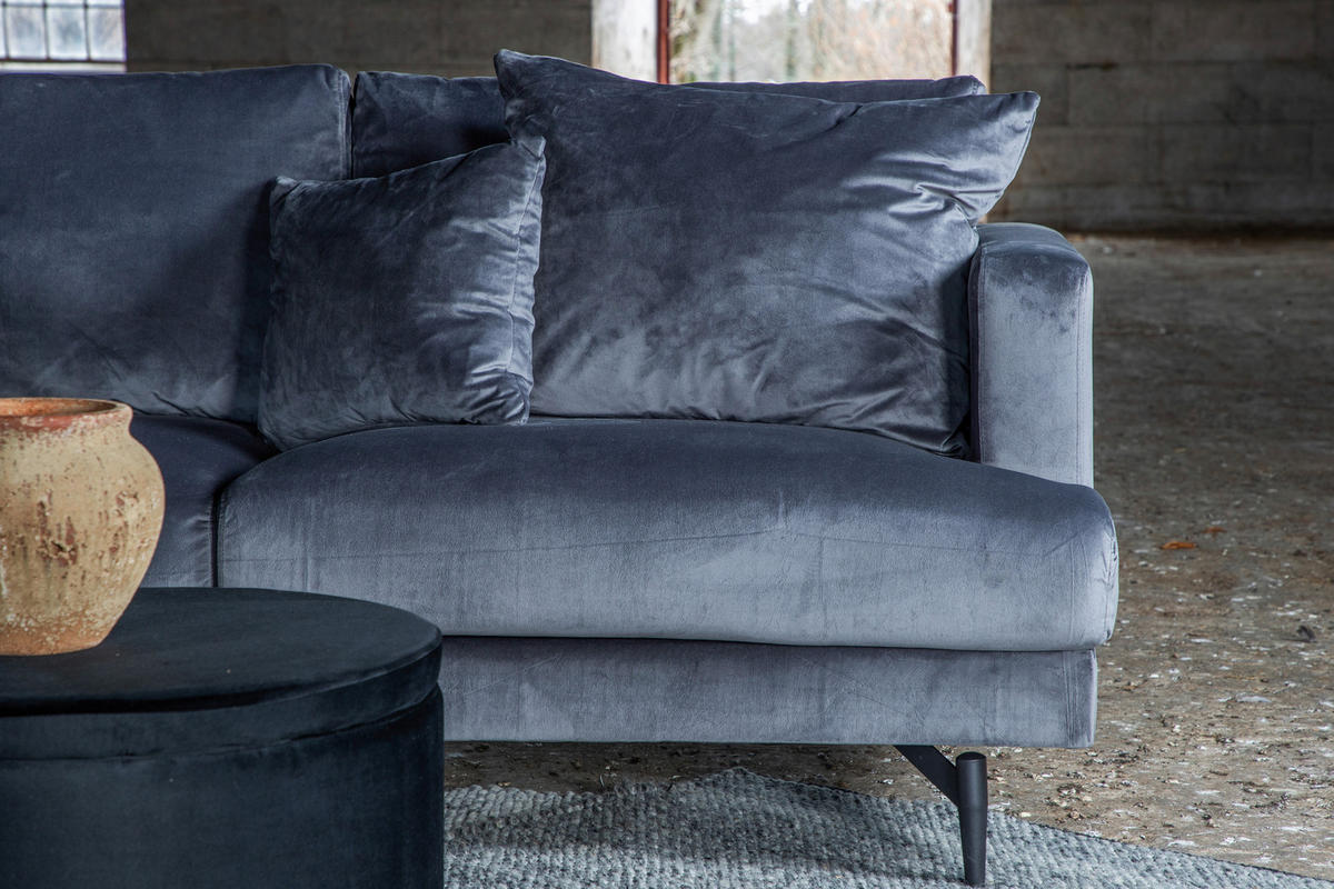 3-SITZER-SOFA in Schwarz, Dunkelgrau  - Dunkelgrau/Schwarz, Design, Kunststoff/Textil (260/86/88cm) - Livetastic