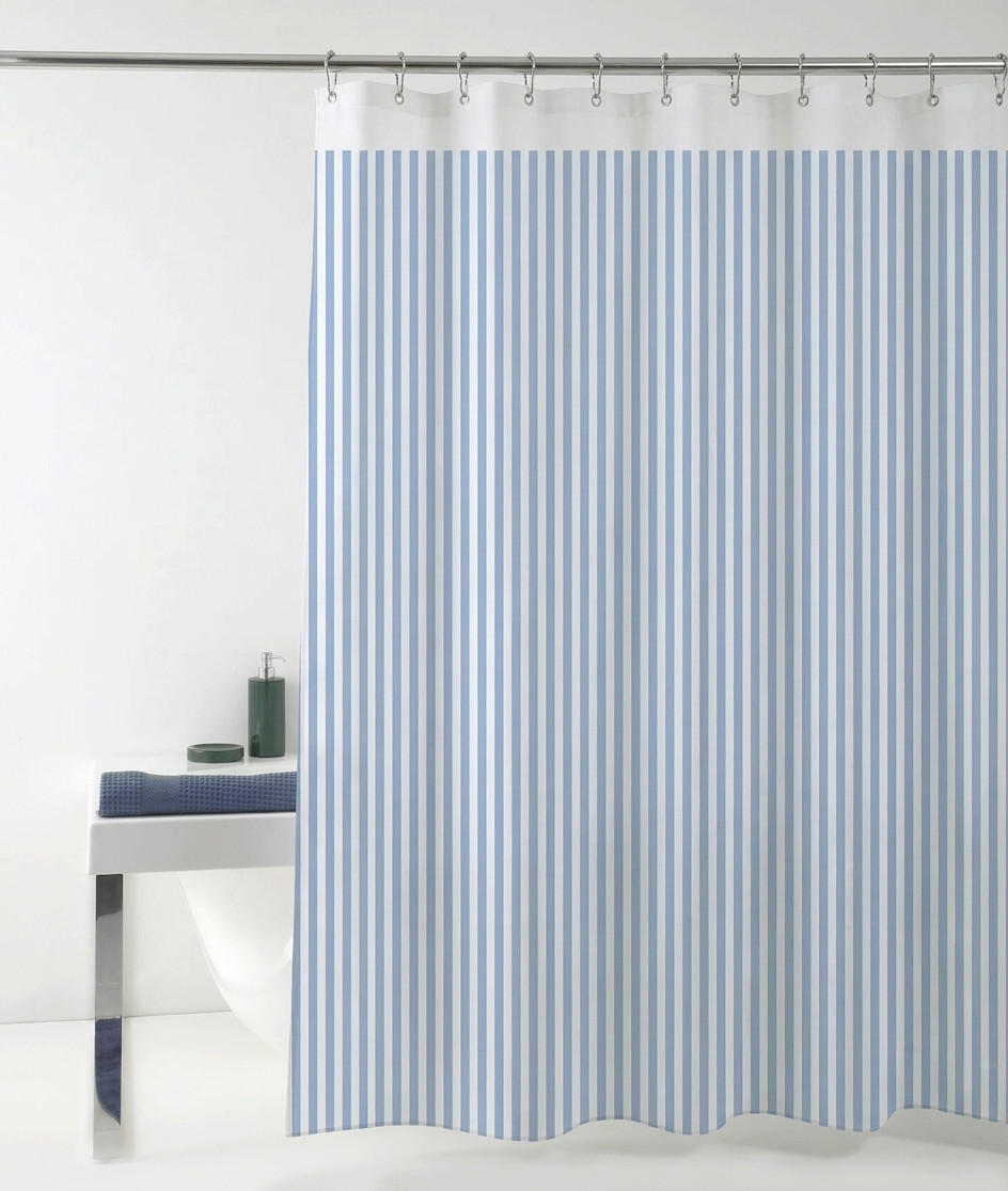 DUSCHVORHANG Vertical 180/200 cm  - Blau/Weiß, Basics, Kunststoff (180/200cm) - Grund