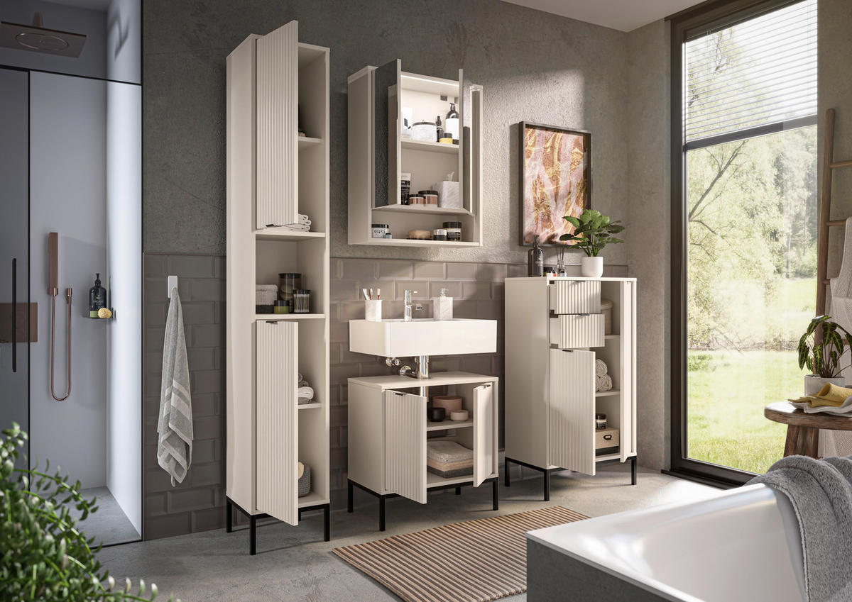 HIGHBOARD  in 60/106/32 cm  - Kaschmir/Schwarz, MODERN, Holzwerkstoff/Metall (60/106/32cm) - MID.YOU