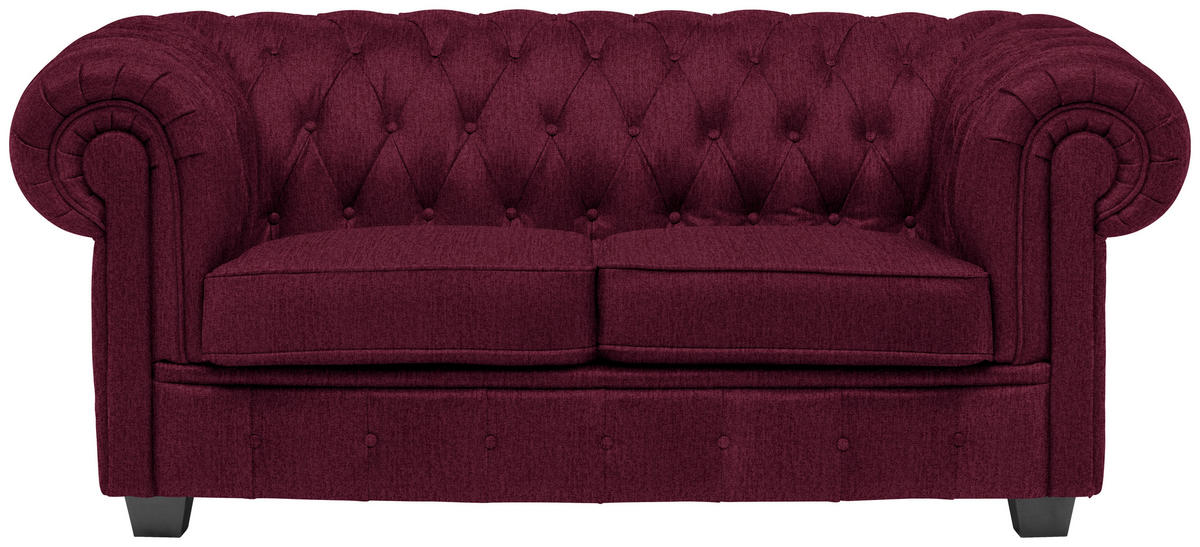 CHESTERFIELD-SOFA in Webstoff Bordeaux  - Wengefarben/Bordeaux, LIFESTYLE, Holz/Textil (180/76,5/96cm) - Landscape
