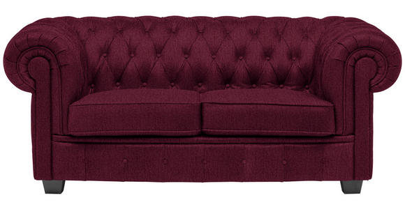 CHESTERFIELD-SOFA Webstoff Bordeaux  - Wengefarben/Bordeaux, LIFESTYLE, Holz/Textil (180/76,5/96cm) - Landscape