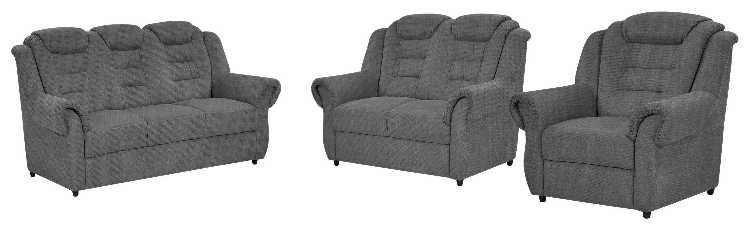 SITZGARNITUR Chenille Dunkelgrau  - Dunkelgrau/Schwarz, KONVENTIONELL, Kunststoff/Textil - Livetastic