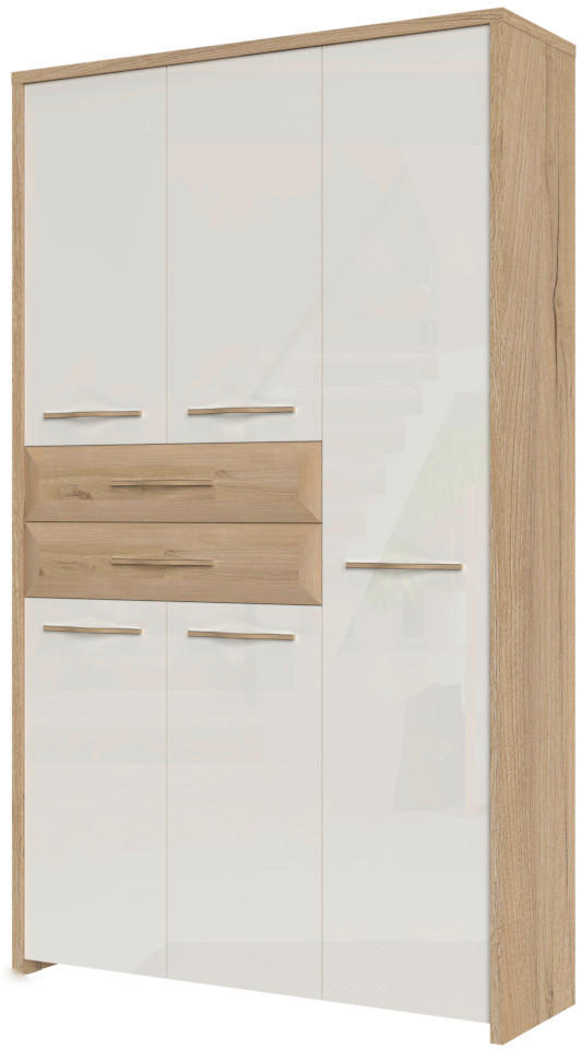 GARDEROBNA OMARA bela - bela, Konvencionalno, leseni material (114/192/36cm) - Novel