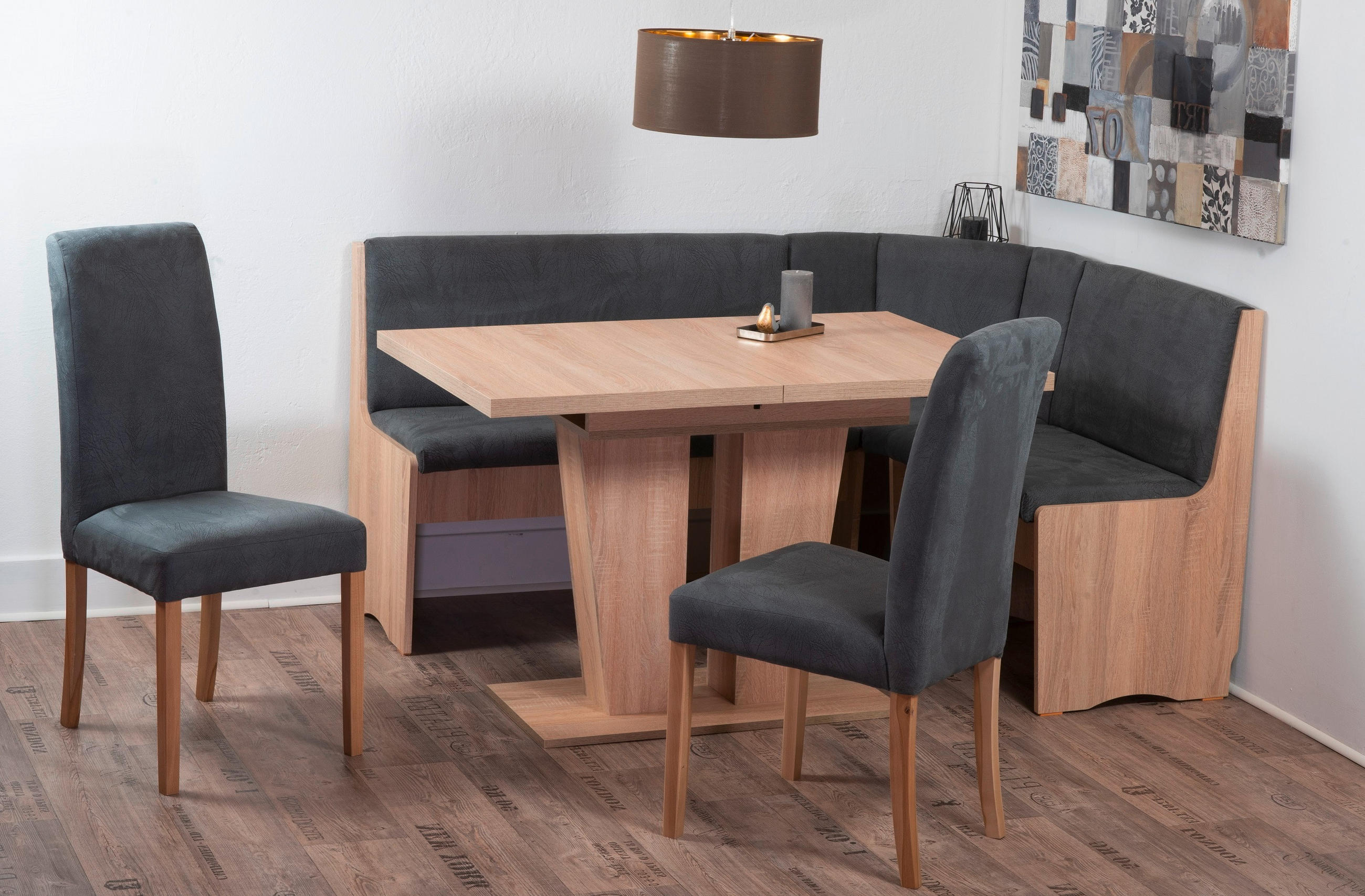 ECKBANKGRUPPE Mikrofaser Sonoma Eiche, Grau  - Grau/Sonoma Eiche, KONVENTIONELL, Holz/Textil (125/89/165cm) - MID.YOU
