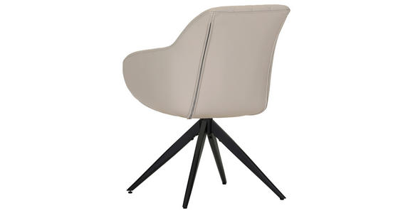 ARMLEHNSTUHL  Typenauswahl, Sitzfläche 360° drehbar, automatische Rückholfunktion  Echtleder  - Beige/Schwarz, Design, Leder/Metall (60/83/65cm) - Landscape