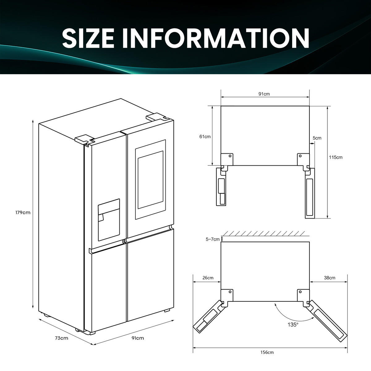 SIDE-BY-SIDE 91/179/73 cm RS9P628GPFE  - Schwarz, Trend (91/179/73cm) - Hisense