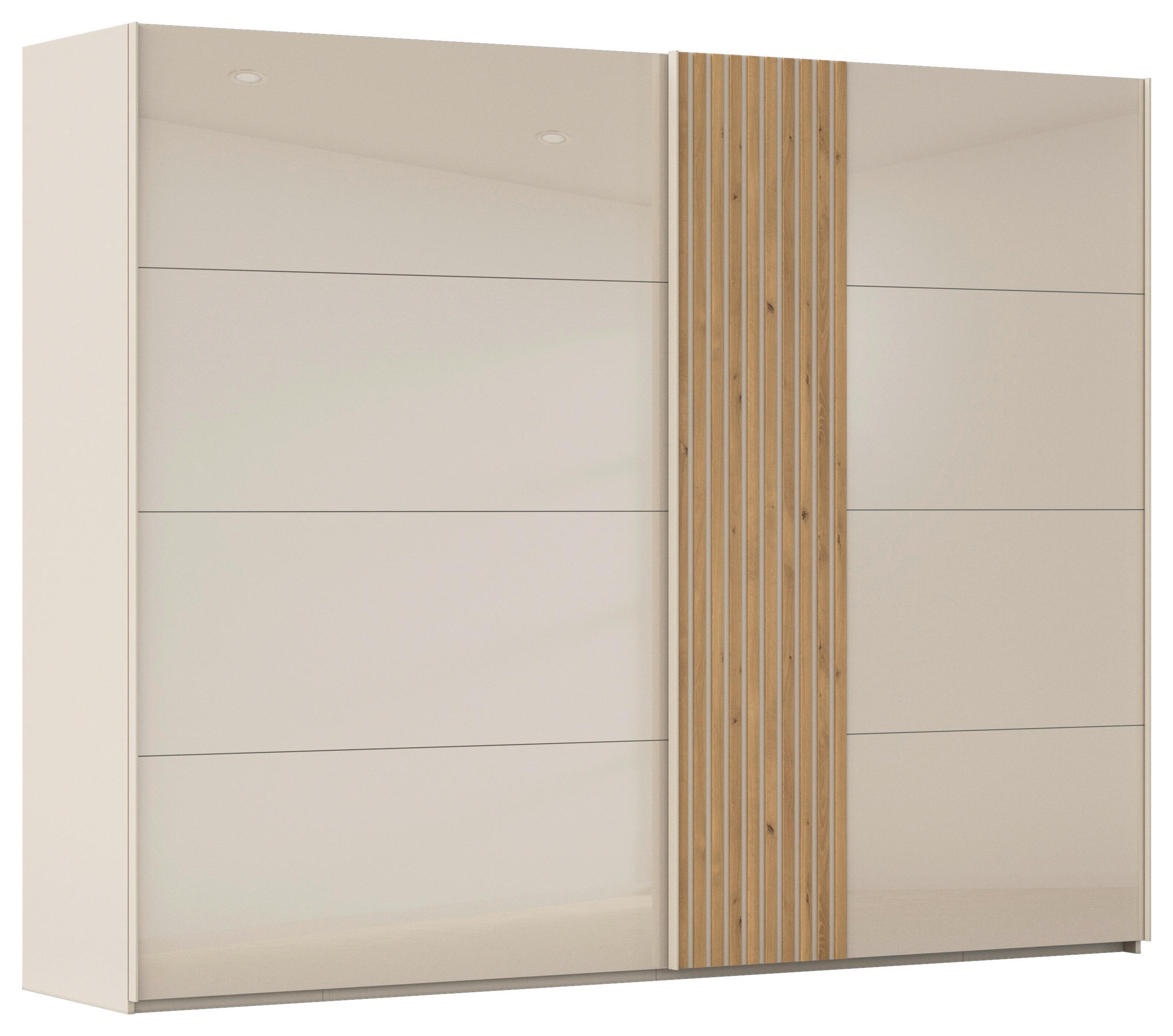 SCHWEBETÜRENSCHRANK 262/223/68 cm 2-türig Eichefarben, Champagner  - Champagner/Eichefarben, Design, Glas/Holzwerkstoff (262/223/68cm) - Novel