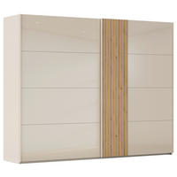 SCHWEBETÜRENSCHRANK in Eichefarben, Champagner  - Champagner/Eichefarben, Design, Glas/Holzwerkstoff (281/223/68cm) - Novel