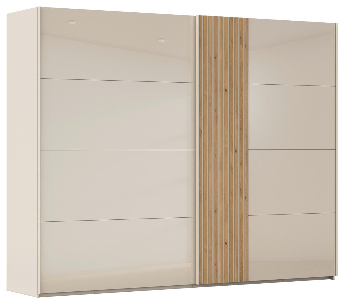 SCHWEBETÜRENSCHRANK in Eichefarben, Champagner  - Champagner/Eichefarben, Design, Glas/Holzwerkstoff (281/223/68cm) - Novel