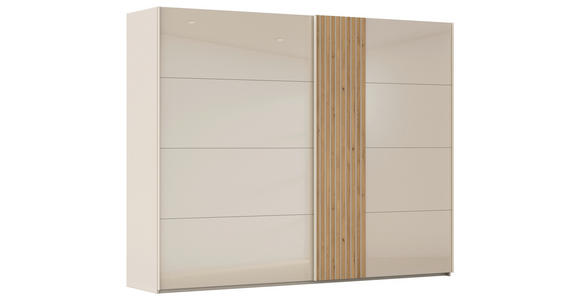 SCHWEBETÜRENSCHRANK 262/223/68 cm 2-türig Eichefarben, Champagner - Champagner/Eichefarben, Design, Glas/Holzwerkstoff (262/223/68cm) - Novel