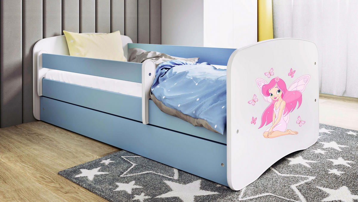 KINDER-/JUNIORBETT 80/160 cm  in Blau, Weiß  - Blau/Birkefarben, MODERN, Holz/Holzwerkstoff (80/160cm) - MID.YOU