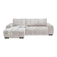 ECKSOFA Flachgewebe Creme  - Schwarz Hochglanz/Creme, Modern, Textil/Metall (166/93/273cm) - MID.YOU