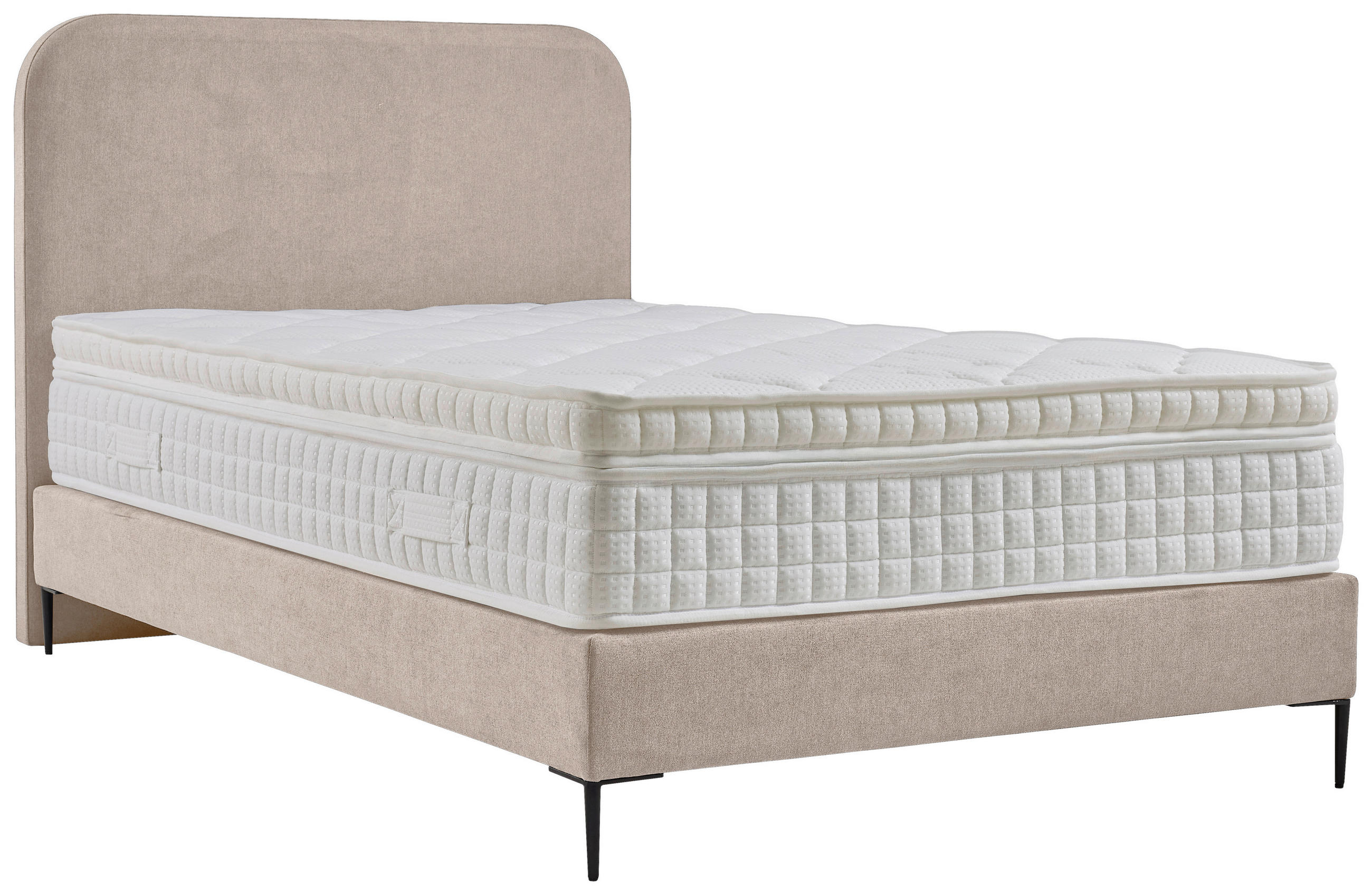 BOXSPRINGOVÁ POSTEĽ, 120/200 cm, béžová - čierna/prírodná farba, Modern, kov/kompozitné drevo (120/200cm) - MID.YOU
