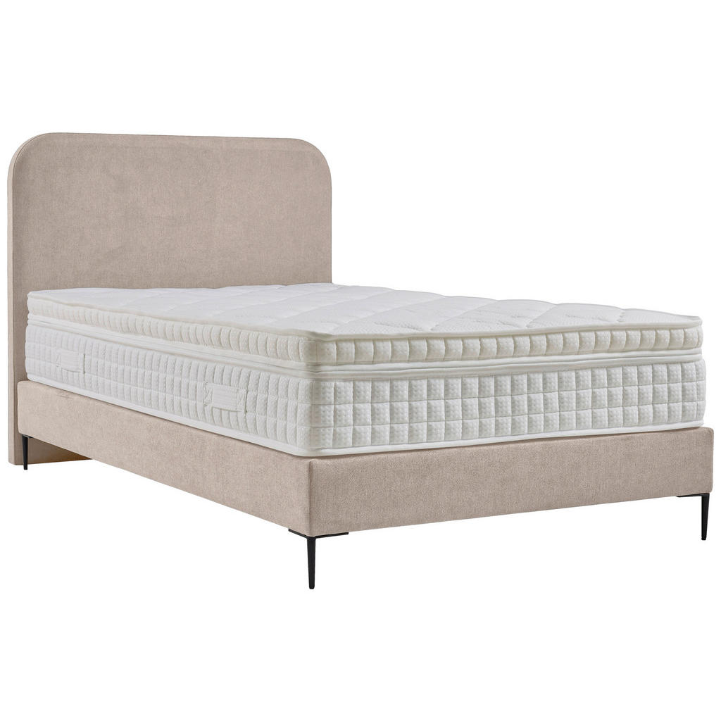 Thumbnail - Mid.you Boxspringbett Essentials,Beige, Textil, Struktur, H2, 5-Zonen, Höhe ca. 21 cm, 140x200 cm, ISO 9001, DIN EN ISO ...