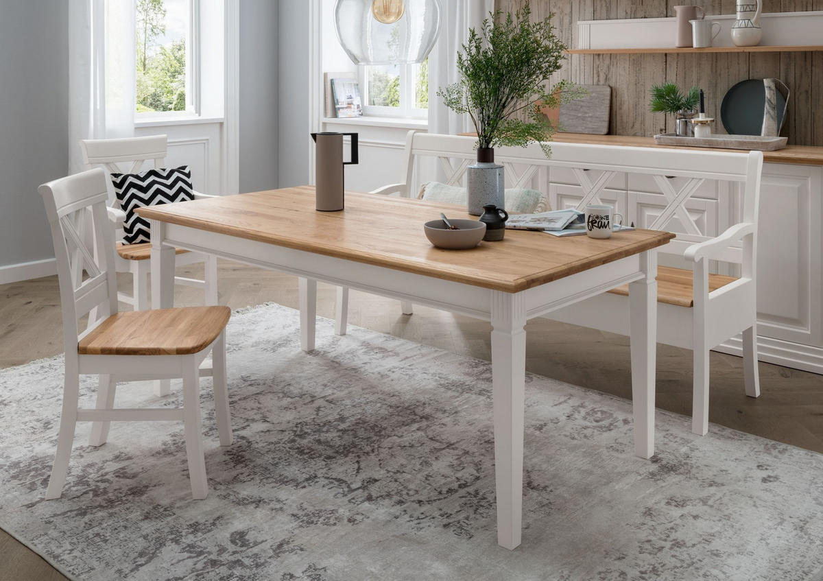 STUHL Weiß Kiefer massiv  - Weiß, Design, Holz (40/94/45cm) - Livetastic