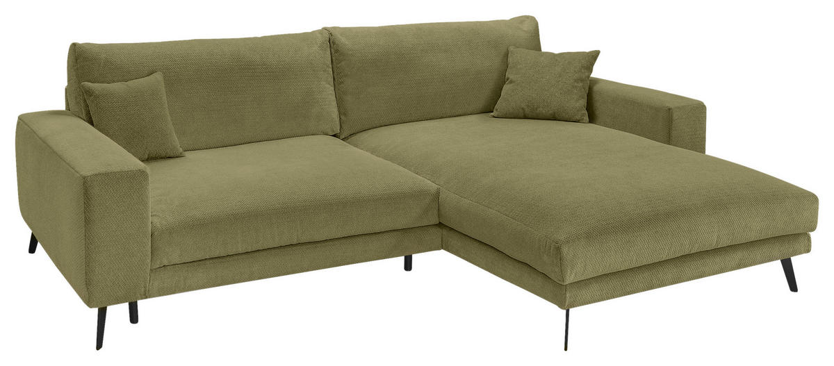 ECKSOFA Dunkelgrün Webstoff  - Dunkelgrün/Schwarz, KONVENTIONELL, Textil/Metall (269/195cm) - SetOne by Musterring