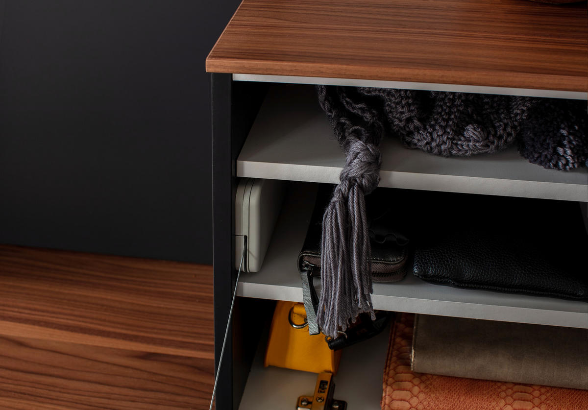 GARDEROBE 4-teilig  in 136/198/29 cm  - Anthrazit/Nussbaumfarben, Design, Holzwerkstoff (136/198/29cm) - Moderano