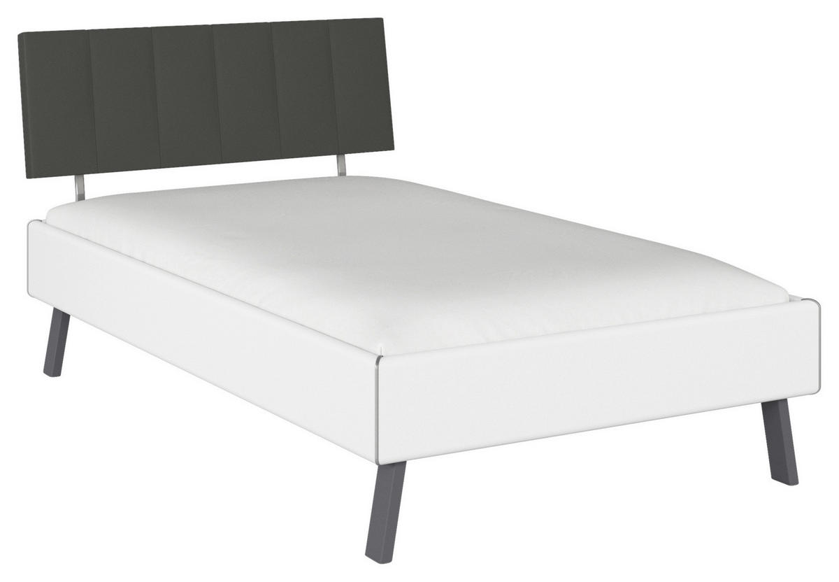 BETT 120/200 cm  in Weiß  - Weiß/Grau, Design, Textil/Metall (120/200cm) - Carryhome