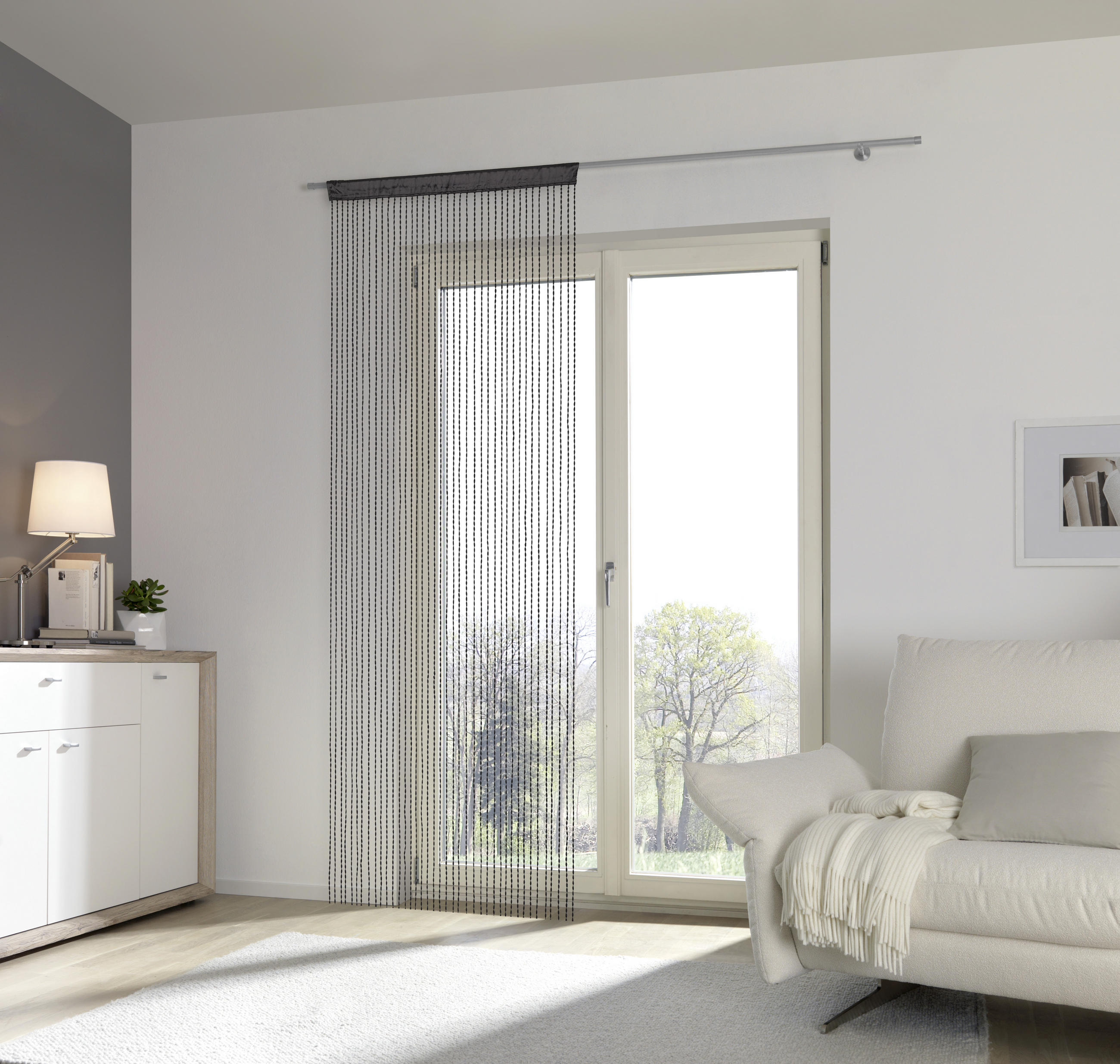 ZSINÓRFÜGGÖNY áttetsző  - fekete, Konventionell, textil (90/245cm) - Esposa