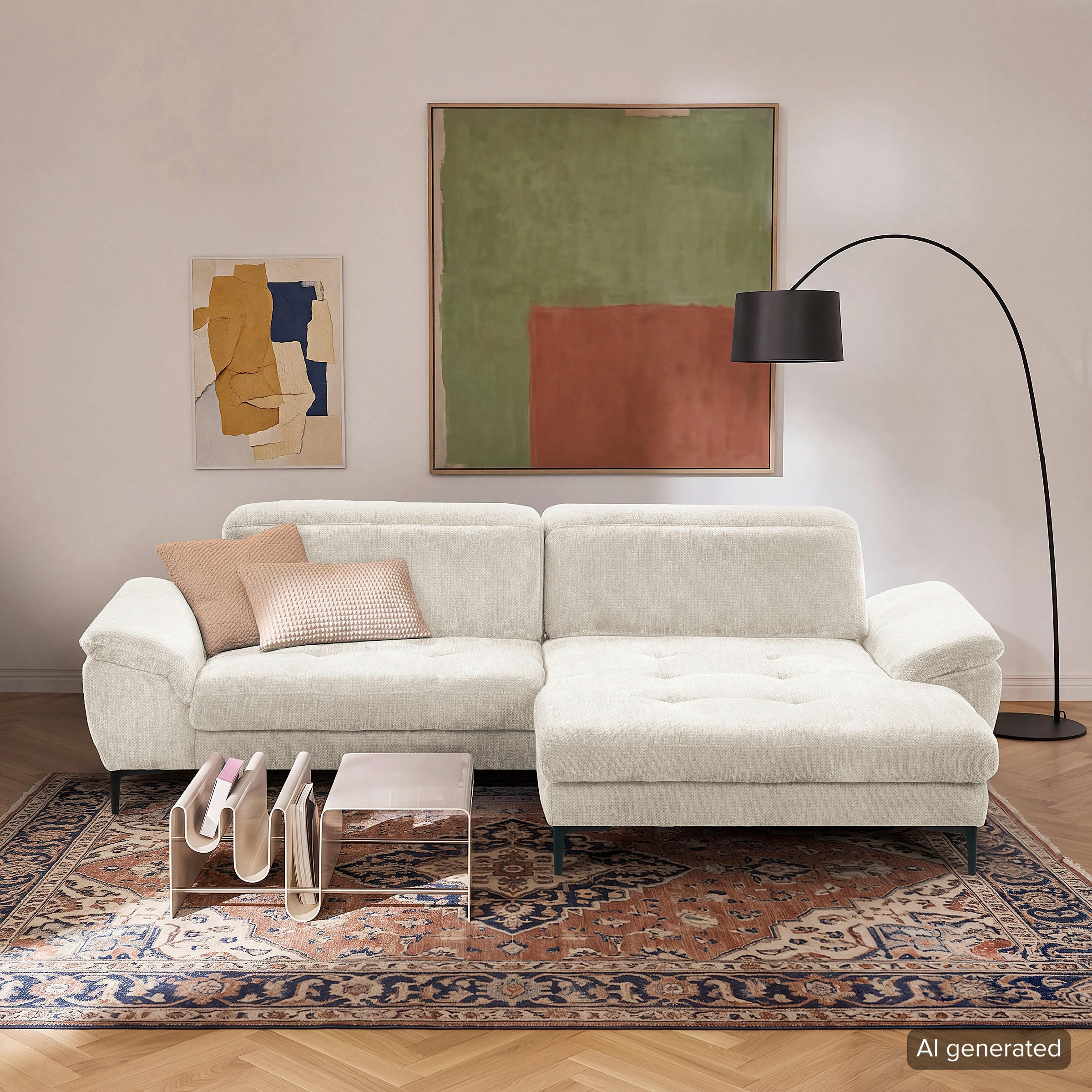 Livetastic Ecksofa Prado Weiß 268x195 cm