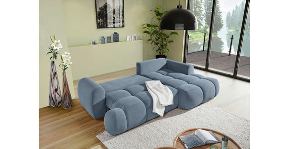 ECKSOFA Blau Flachgewebe  - Blau/Schwarz, KONVENTIONELL, Kunststoff/Textil (274/174cm) - Carryhome