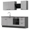 KÜCHENBLOCK 230 cm   in Graphitfarben, Hellgrau  - Dunkelgrau/Hellgrau, MODERN, Holzwerkstoff/Metall (230cm) - Xora