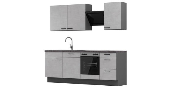 KÜCHENBLOCK 230 cm   in Graphitfarben, Hellgrau  - Dunkelgrau/Hellgrau, MODERN, Holzwerkstoff/Metall (230cm) - Xora