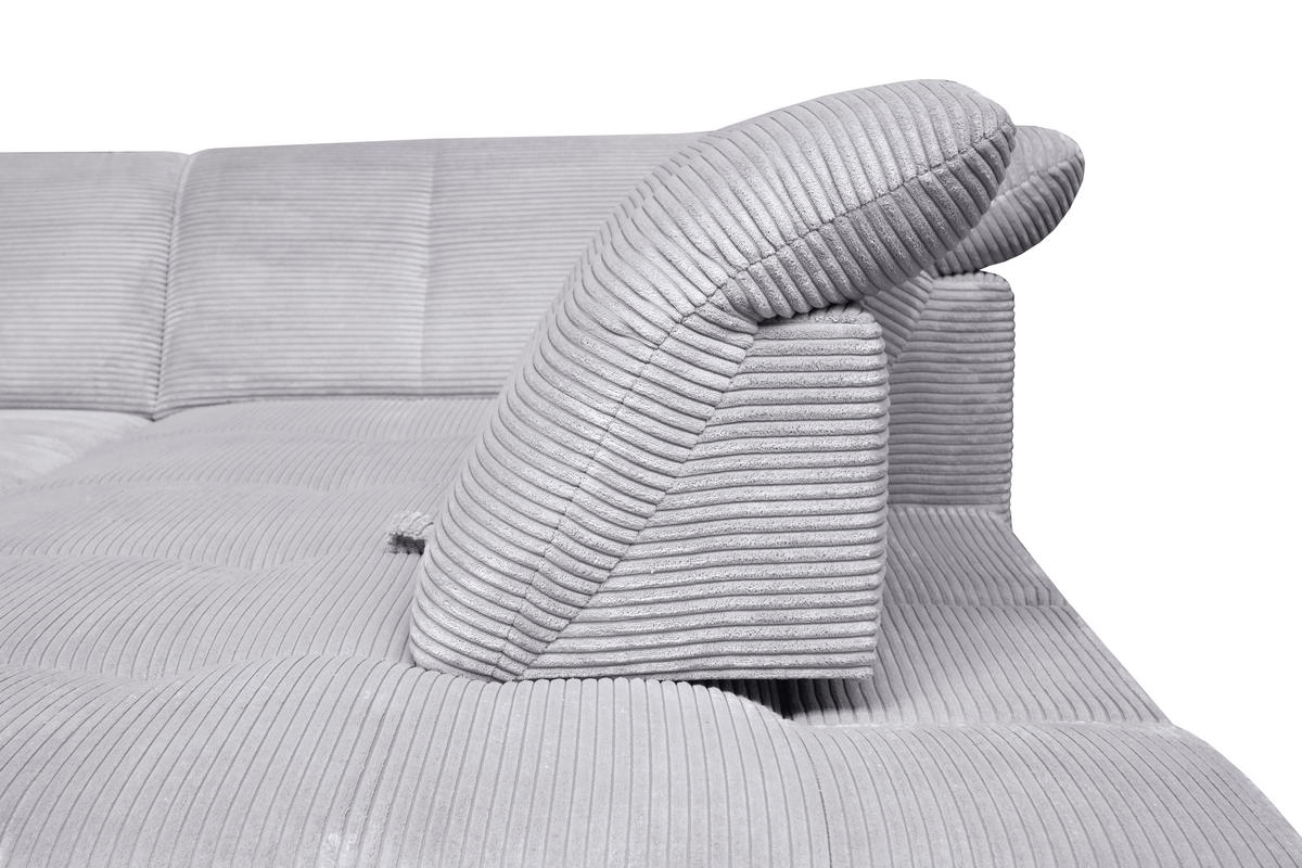 ECKSOFA in Cord Hellgrau  242/313 cm  - Hellgrau/Schwarz, Design, Textil/Metall (242/313cm) - Xora