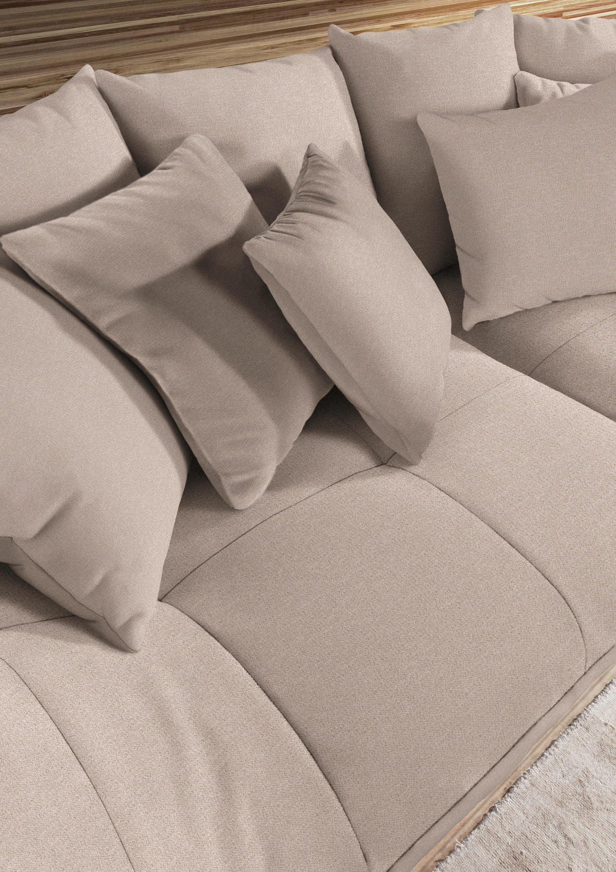 BIGSOFA Flachgewebe Hellbraun  - Hellbraun/Schwarz, Design, Textil/Metall (275/80/123cm) - Lomoco