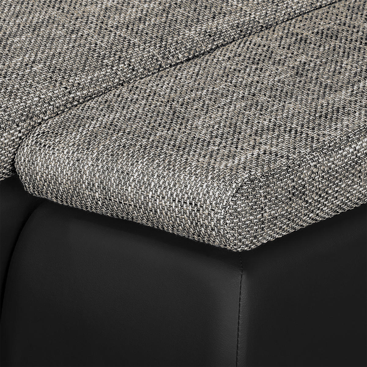 ECKSOFA Grau, Schwarz Textilgeflecht  - Chromfarben/Schwarz, Design, Textil (266/175cm) - Livetastic
