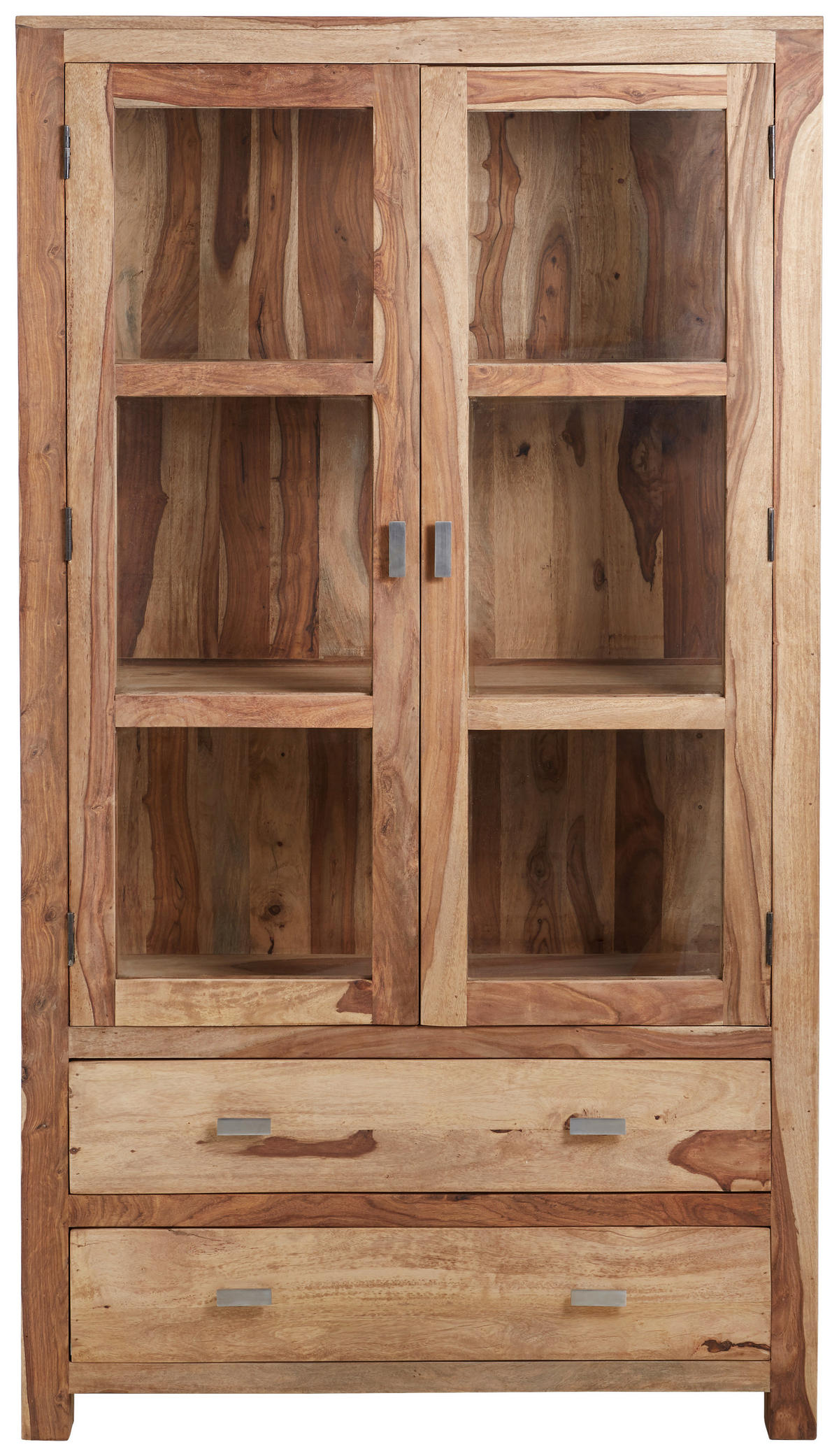 VITRINE in massiv Sheesham Sheeshamfarben  - Messingfarben/Sheeshamfarben, LIFESTYLE, Glas/Holz (104/182/44cm) - Landscape