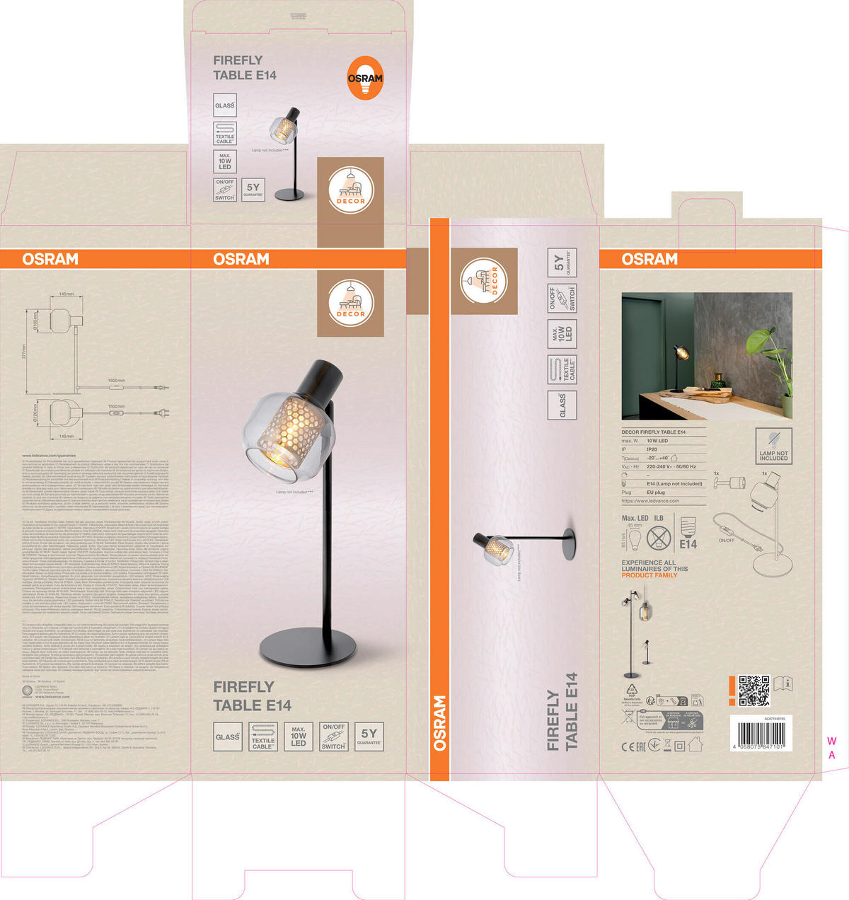 TISCHLEUCHTE 12/14,5/37,7 cm   - Schwarz, Basics, Glas/Metall (12/14,5/37,7cm) - Osram