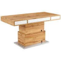 COUCHTISCH 140/70/48-77 cm rechteckig Weiß, Eichefarben  - Eichefarben/Weiß, Design, Holzwerkstoff/Metall (140/70/48-77cm) - Livetastic