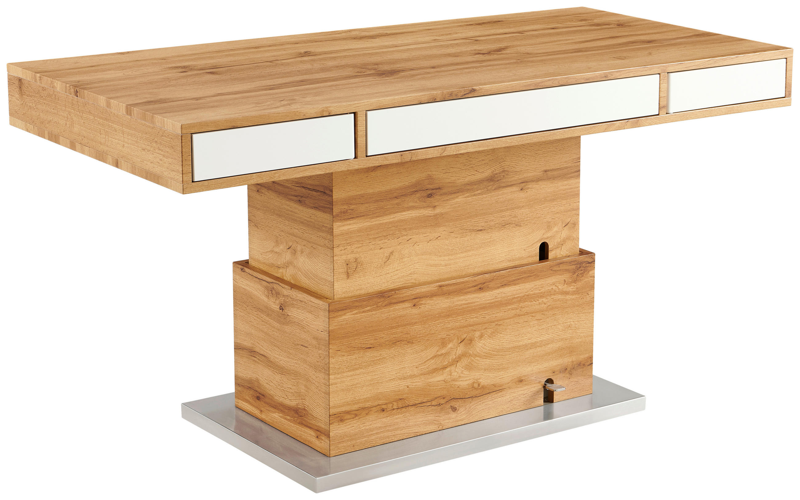 Livetastic KONFERENČNÍ STOLEK, bílá, barvy dubu, kov, kompozitní dřevo, 140/70/48-77 cm