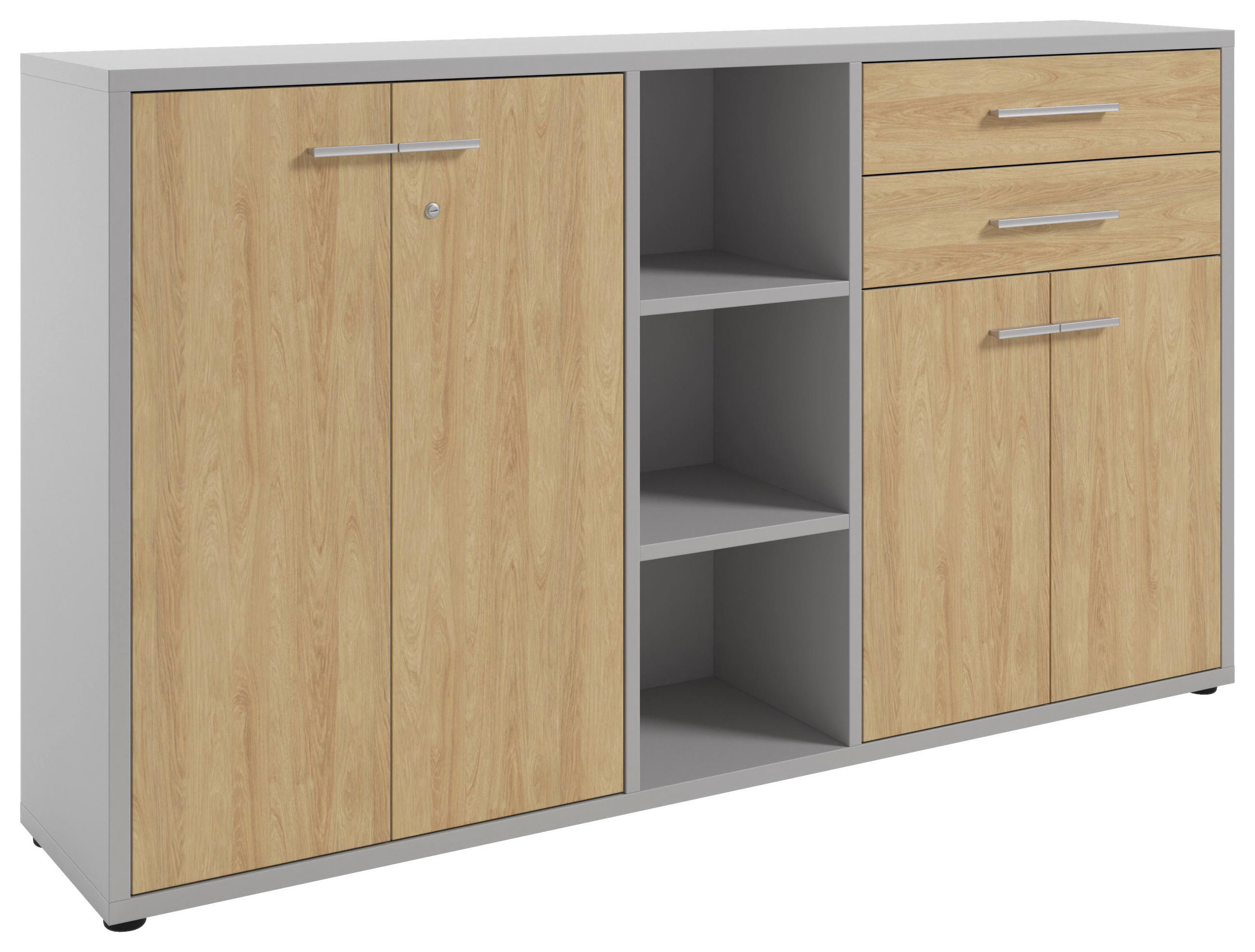 SIDEBOARD Texas  in 191,1/110/40 cm  - Hellgrau/Alufarben, MODERN, Holzwerkstoff/Kunststoff (191,1/110/40cm)