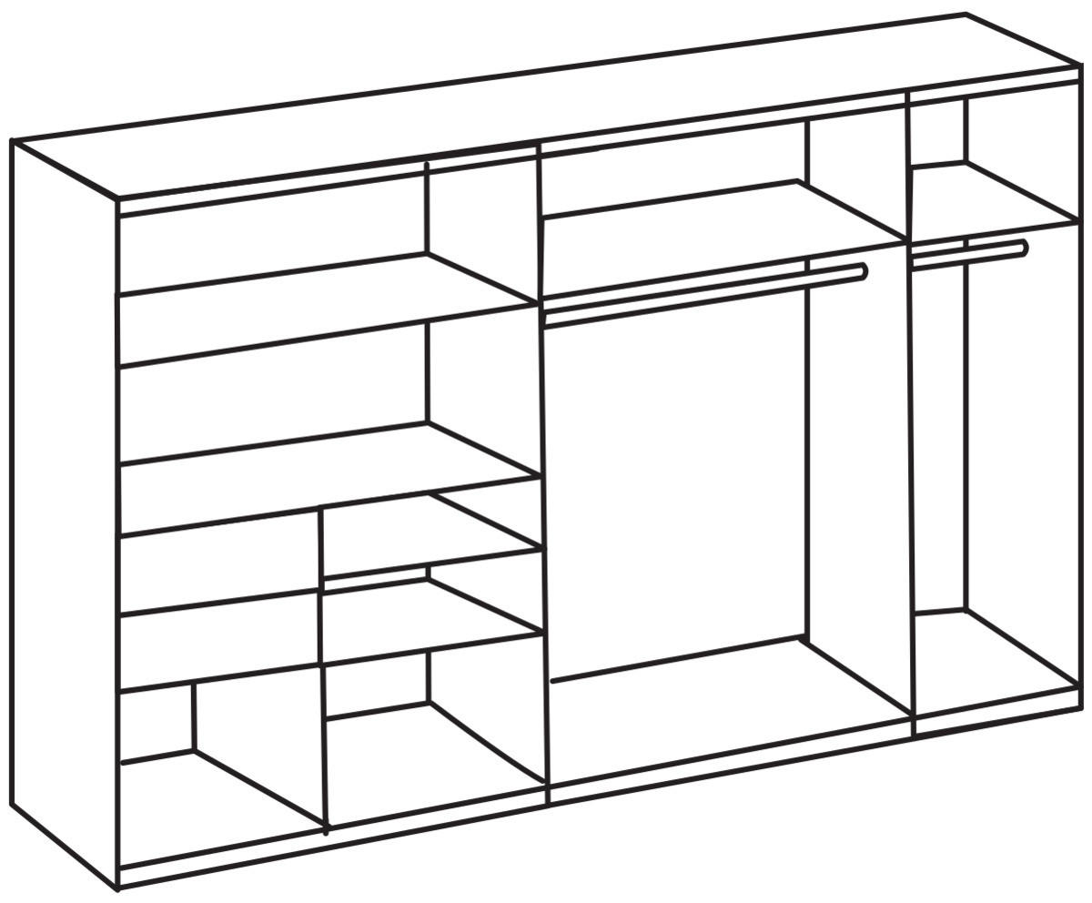 SCHWEBETÜRENSCHRANK 2-türig Graphitfarben, Grau  - Schwarz/Graphitfarben, MODERN, Glas/Holzwerkstoff (250/216/65cm) - Stylife