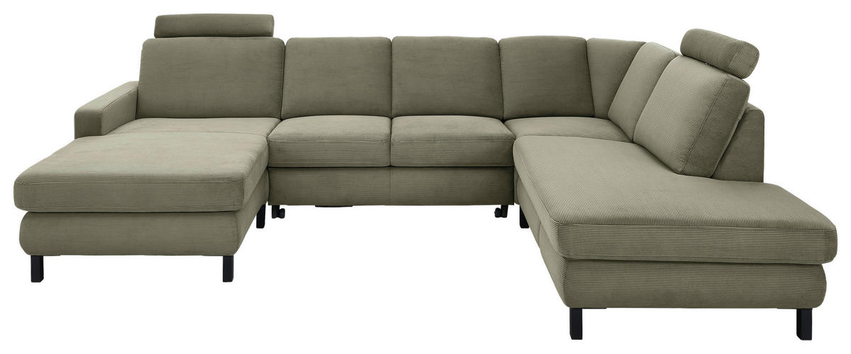 WOHNLANDSCHAFT MR 365 Olivgrün Feincord  - Schwarz/Olivgrün, Design, Textil/Metall (165/313/219cm) - Musterring