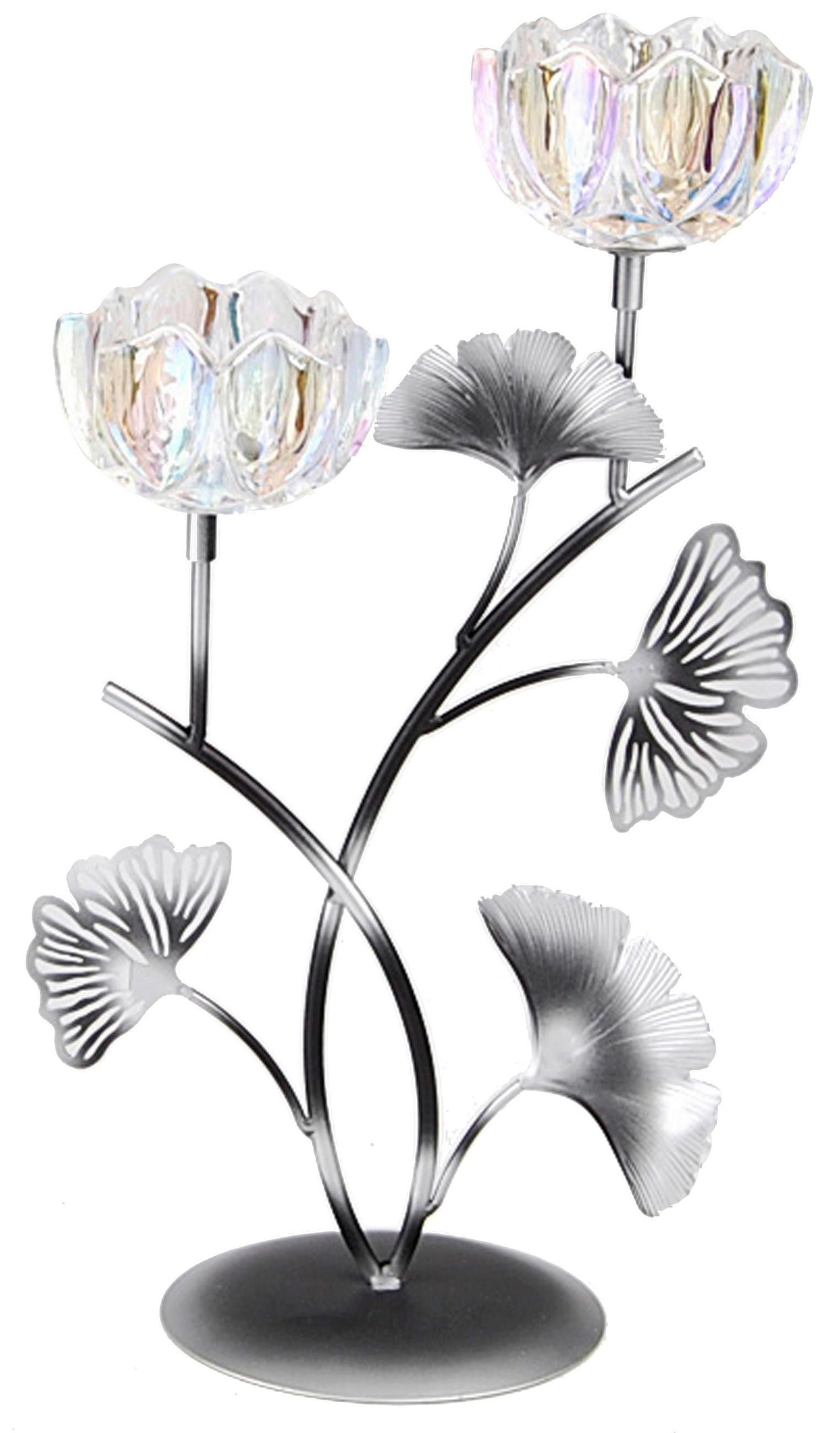 Ambia Home Teelichthalter Klar, Silber 21x36x12.5 cm
